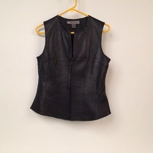 Chandler Hill black leather sleeveless top